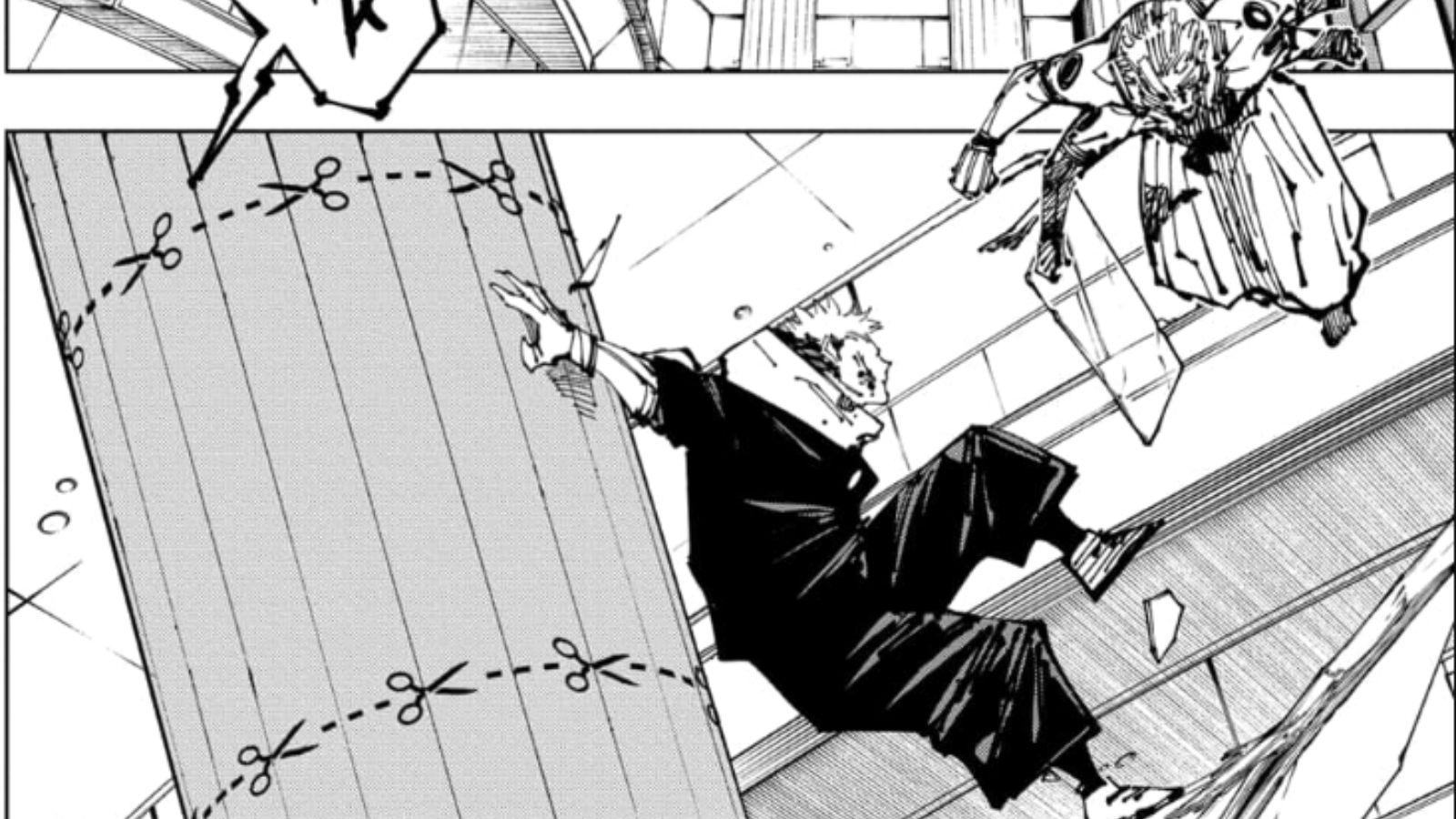 Yuji qui utilise son sort face à Sukuna dans le chapitre 257 du manga Jujutsu Kaisen