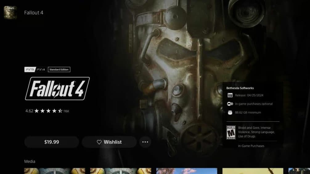 Fallout 4 PlayStation Store