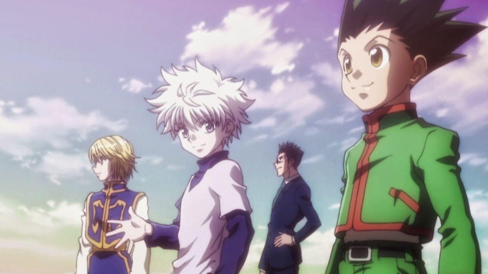 Kurapika, Kirua, Leolio et Gon dans l'anime Hunter x Hunter