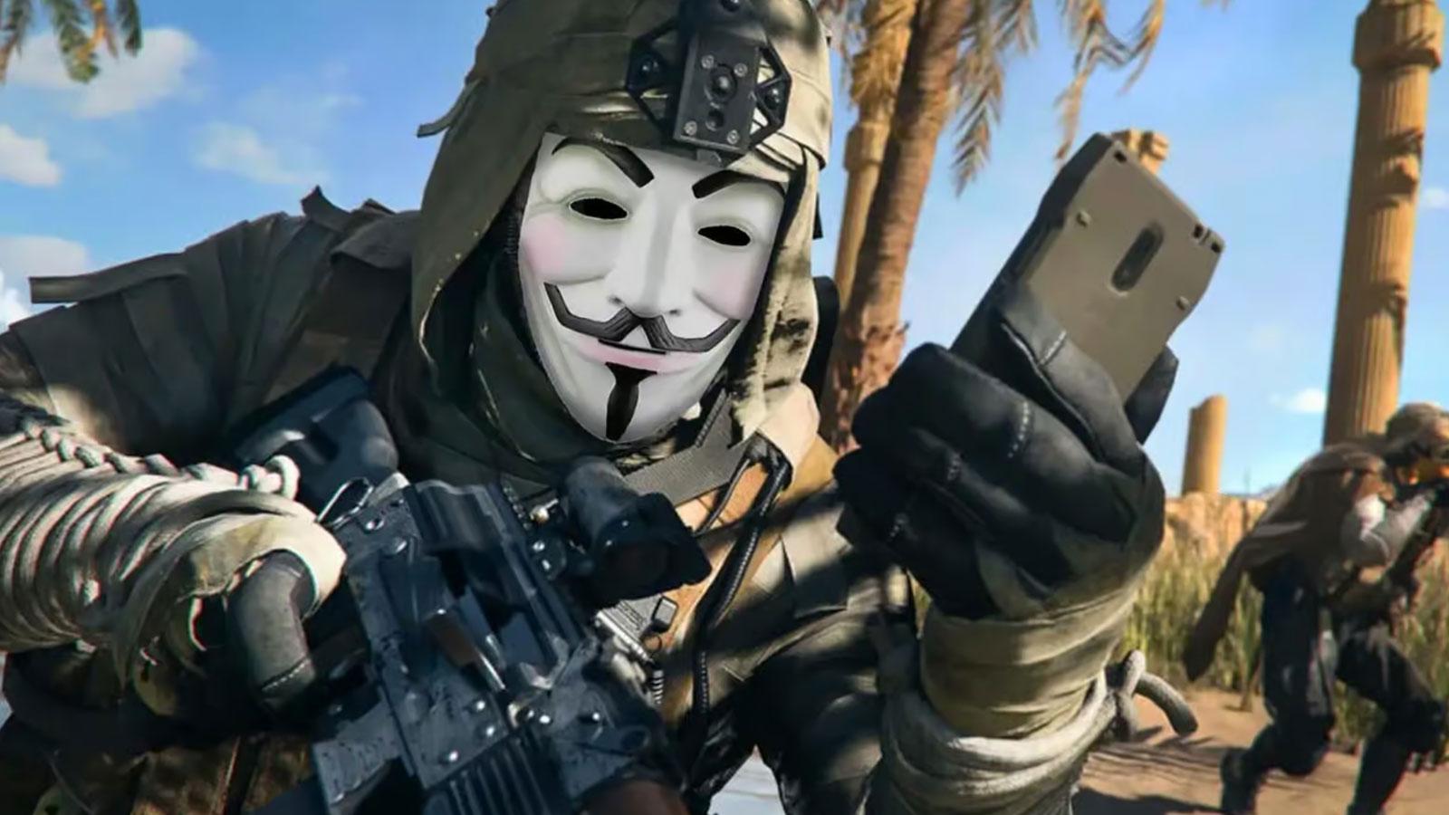 Opérateur Warzone avec le masque Anonymous